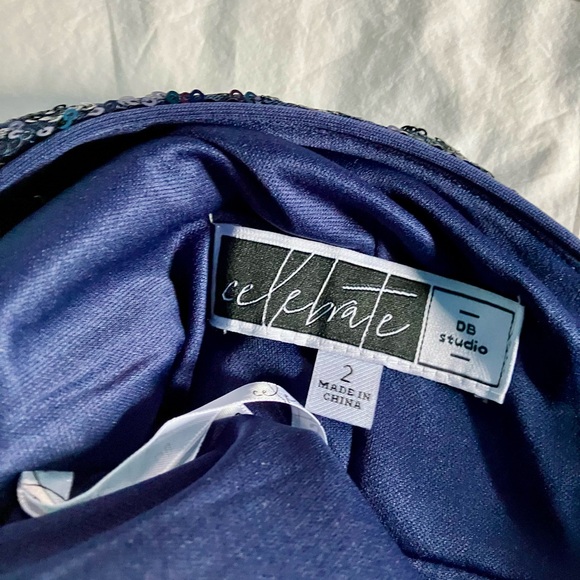 DB Studio Celebrate Navy Blue Sequin Maxi Dress 2 - Picture 2 of 3